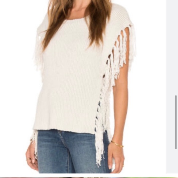 NWOT- CUPCAKES & CASHMERE Revolve Napa Fringe Poncho in Ivory - Picture 4 of 14